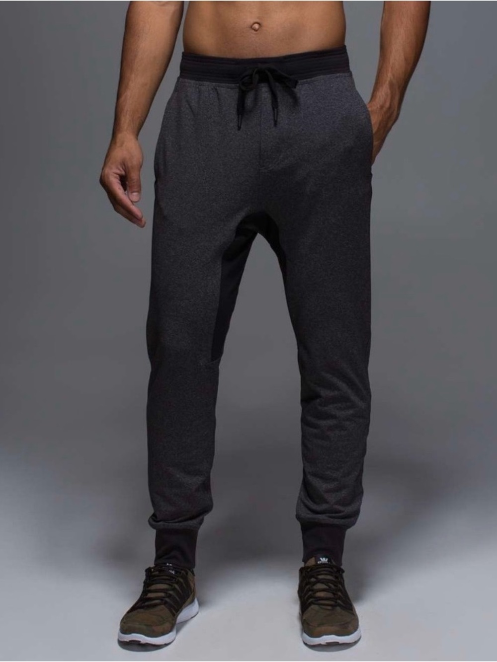 Lululemon Anti-Gravity Pants Heathered Gray Black Joggers Athletic Stretch Sz L